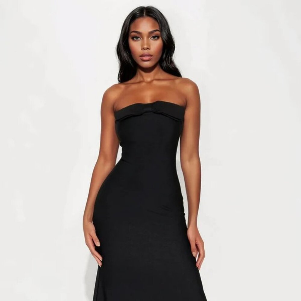 Fashion Nova - Eva Bandage Strapless Maxi Dress - Black - Large